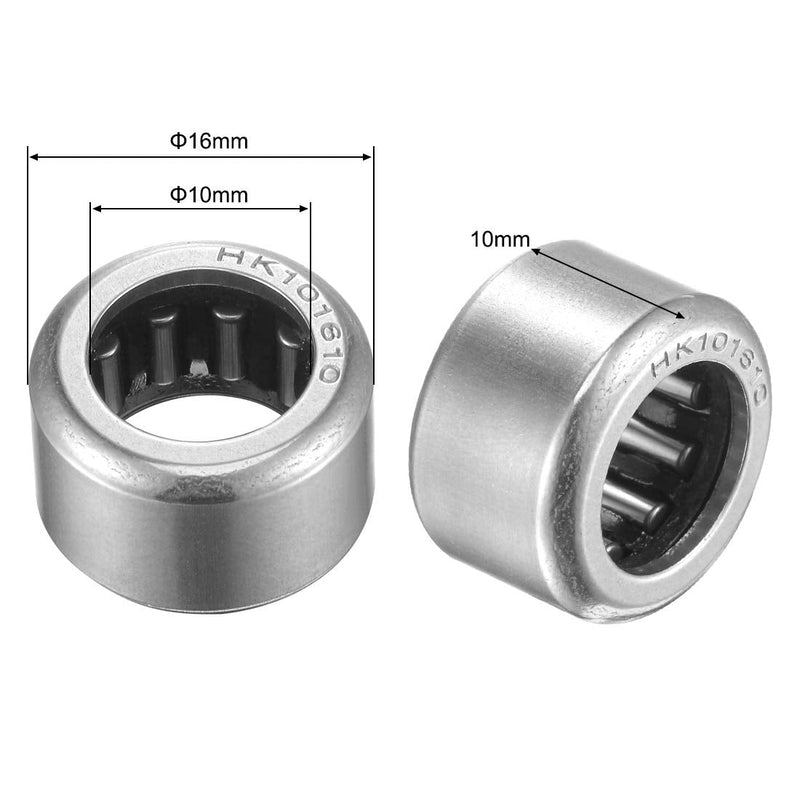 [Australia - AusPower] - uxcell HK101610 Needle Roller Bearings 10mm Bore 16mm OD 10mm Width Chrome Steel Open End 5pcs 10x16x10mm 