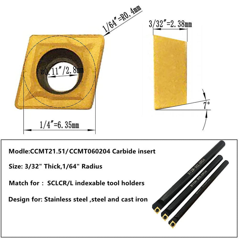 [Australia - AusPower] - CCMT21.51 CCMT060204 DCMT21.51 DCMT070204 Carbide Turning Inserts,CCMT Insert DCMT Insert Mutilayer Coated Lathe Replacement Inserts for Lathe Turning Tool Holder Boring Bar,20 Pieces 20pcs CCMT21.51+DCMT21.51 