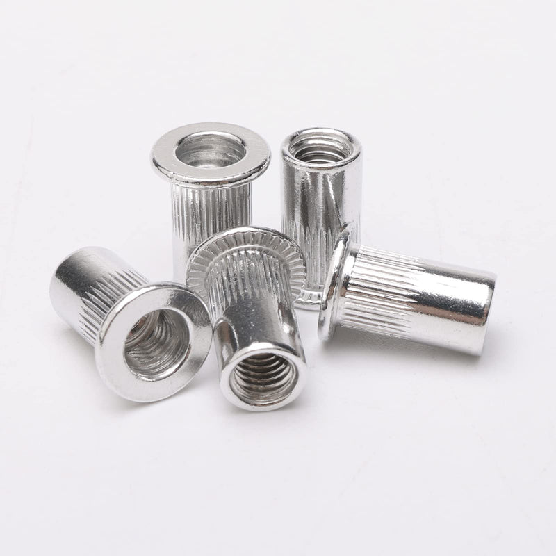 jiuwu 100 Pcs M5 5mm Flat Head Aluminum Rivet Nut Blind Insert Nut