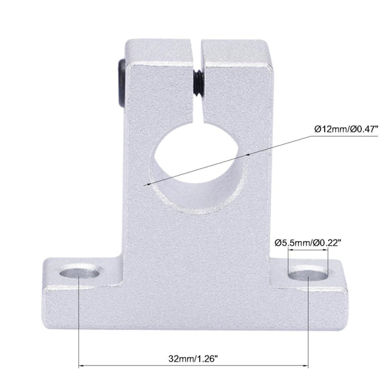 [Australia - AusPower] - Linear Motion Rod Support 4pcs SK12 Aluminum Rail Guide Clamping for Diameter 12mm (0.472 inches) Shaft BELLA BAYS 4 