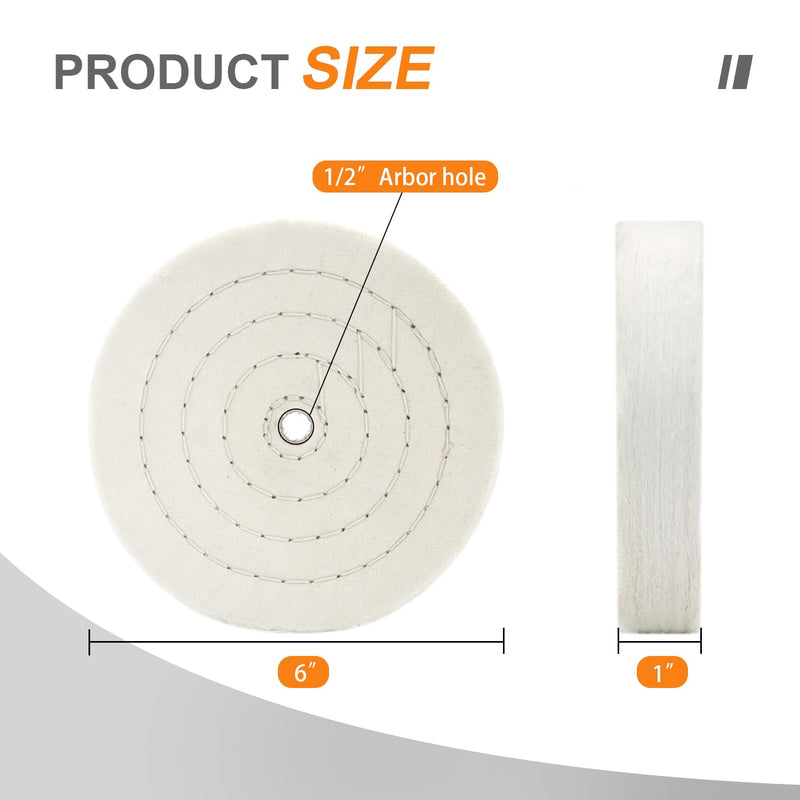 [Australia - AusPower] - SCOTTCHEN Extra Thick Buffing Polishing Wheel 6 inch (70 Ply) for Bench grinder Tool with 1/2" Arbor Hole 2 PCS Fine 2pcs 