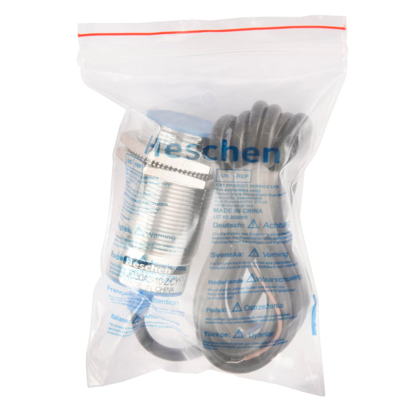 [Australia - AusPower] - Heschen M30 Capacitive Proximity Sensor Switch, Shield Type, LJC30A3-10-Z/CY, Detection 1-10mm, 10-30VDC 200mA, PNP NO+NC, 4 Wire 