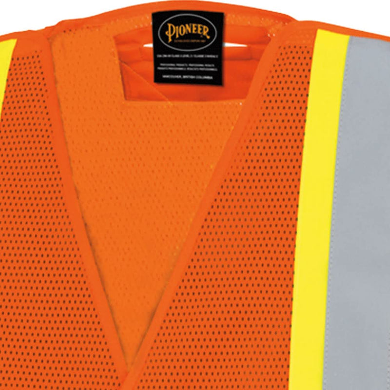 Pioneer High Visibility Mesh Tear-Away Safety Vest with Adjustable Front, Reflective Tape, Orange, Unisex, S/M, V1030550U-S/M Small-Medium