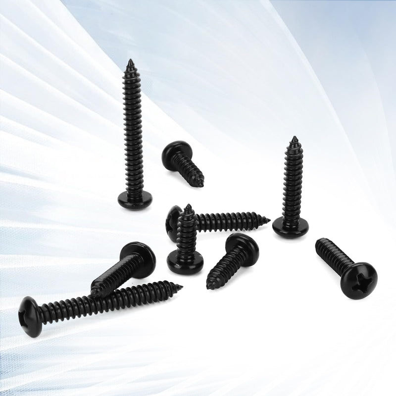 [Australia - AusPower] - #12 x 1-1/2" Phillips Pan Head Self Tapping Screws Sheet Metal Wood Screws, Black Oxide, Stainless Steel 304, 50 PCS #12 x 1-1/2" 