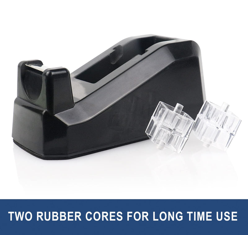 BOMEI PACK Tape Dispensers Desk, 1 Pack Black with 12Rolls Transparent Tape, 1 Inch Core, for Gift Wrapping, School, Office and Home