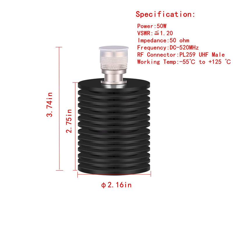 [Australia - AusPower] - XRDS-RF 50W PL259 UHF Male Plug RF Dummy Load, 50 Ohm 