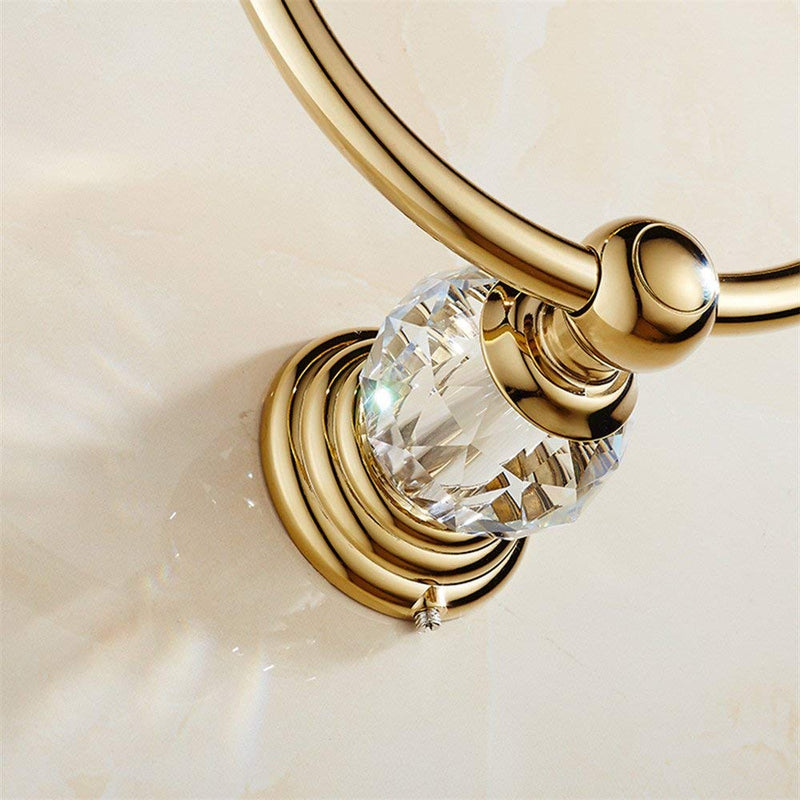 WOLIBEER Crystal Gold Toilet Paper Holder Hand Towel Ring Crystal Bathroom Accessories Set Modern Paper Towel Holder Include 2 Pieces Bathroom Hardware