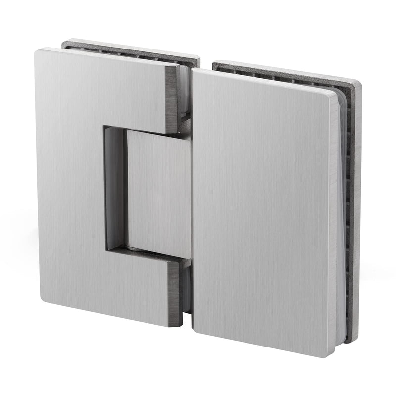 Ranbo 180 Degree Shower Glass Door Hinge, Brushed Nickel, 1 Pack | solid 5mm-thick 304 stainless steel, glass to glass mount, for 5/16"-1/2" (8mm-12mm) thick frameless doors 180-degree glass-to-glass