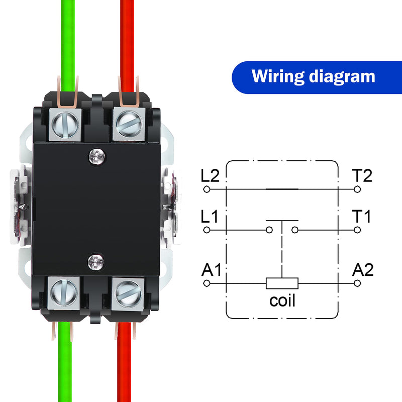 [Australia - AusPower] - Carrier HVAC Motor Contactor, 2 Pole 40 Amp 24V Coil AC Contactor Furnace Replacement Relays, AC Definite Purpose Contactor Relays, Air Conditioner Condenser Compressor(1 Pcs) 1 