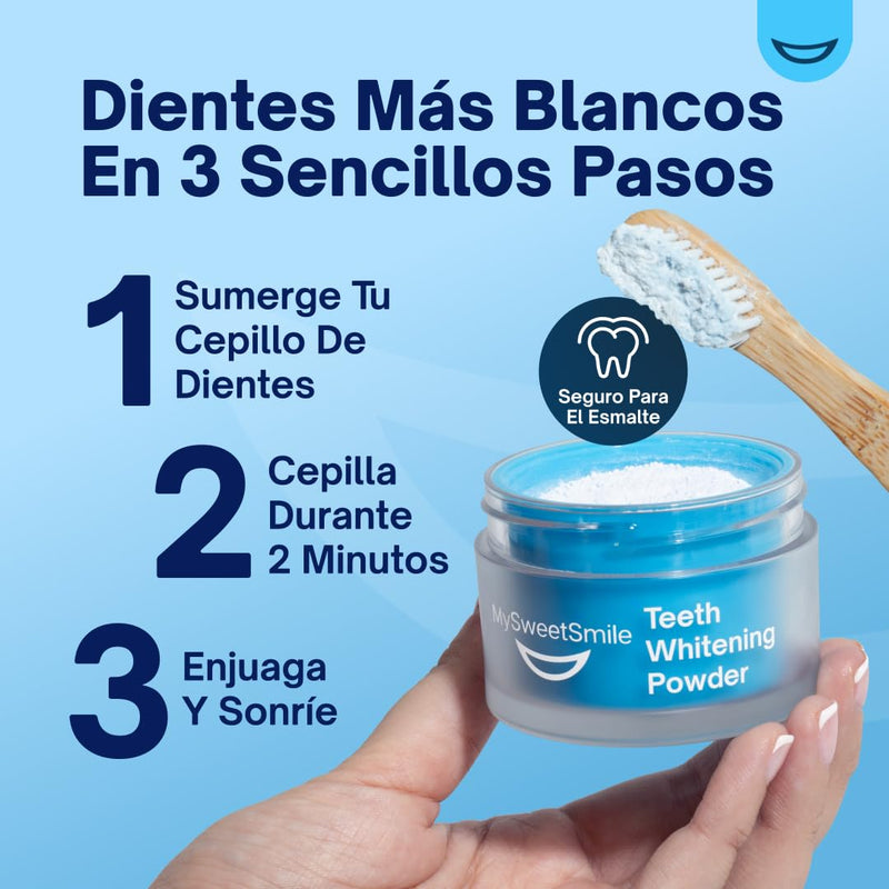 [Australia - AusPower] - MySweetSmile Teeth Whitening Powder - Dentist-Approved & Enamel-Safe | 6 Month Supply | Tea, Coffee, Wine & Smoking Stain Remover | Non-Sensitive Formula | Peroxide Free | Cool Mint Flavour 