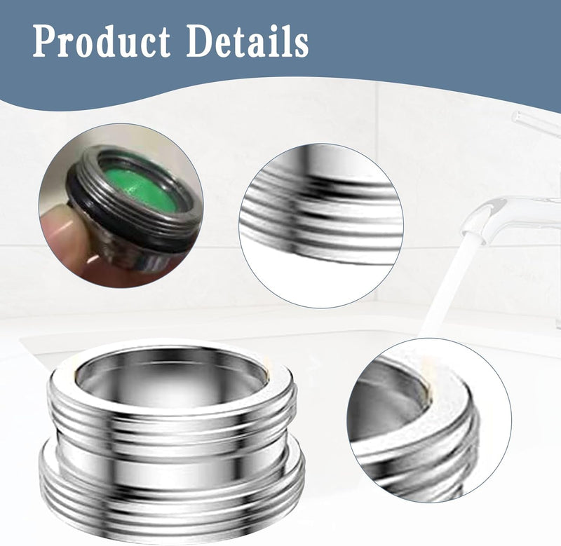 [Australia - AusPower] - Pack of 2 Tap Adapters, M24 to M22 Male Thread Adapter Tap Silver, Metal Tap Adapter with Black Rubber Ring, for Kitchen Taps, Water Saving, Water Filter, Hoses 