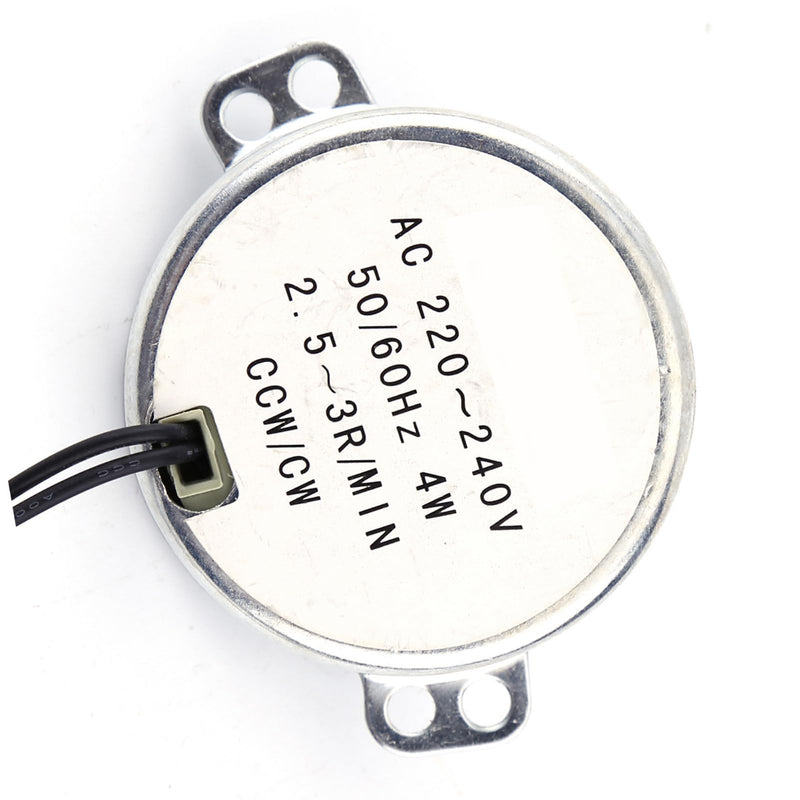 Synchronous Motor, 50/60Hz Frequency 220-240V AC Synchronous Motor Gear Motor 4W Gear Motor CW/CCW, Pyramid Motor Quiet for Microwave Oven Turntable (2.5-3RPM) 2.5-3 rpm