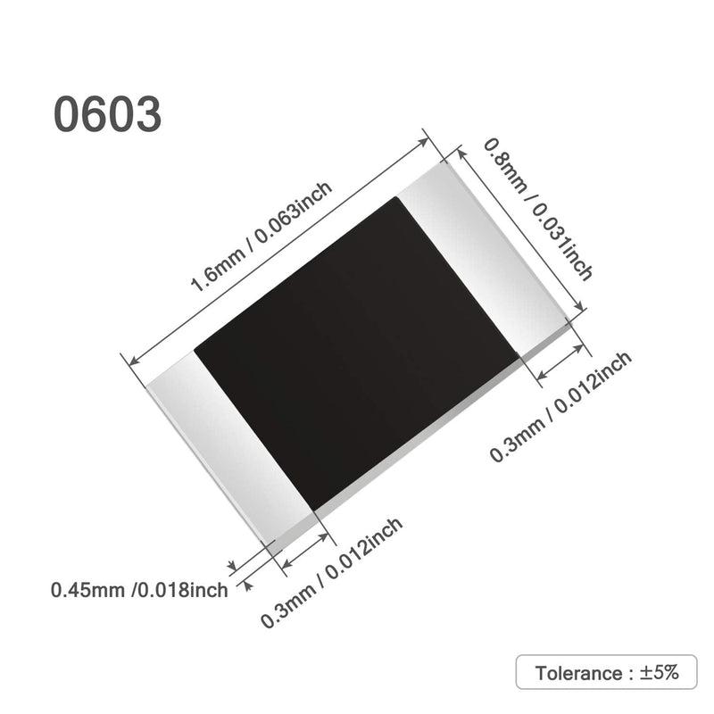 Chanzon 1200pcs 0603 SMD Resistor Kit 0-10M ? ohm 60 Values 1/10W 0.1W ±1% Tolerance Thick Film 0-10MR SMT Chip Resistors Rohs Certificated