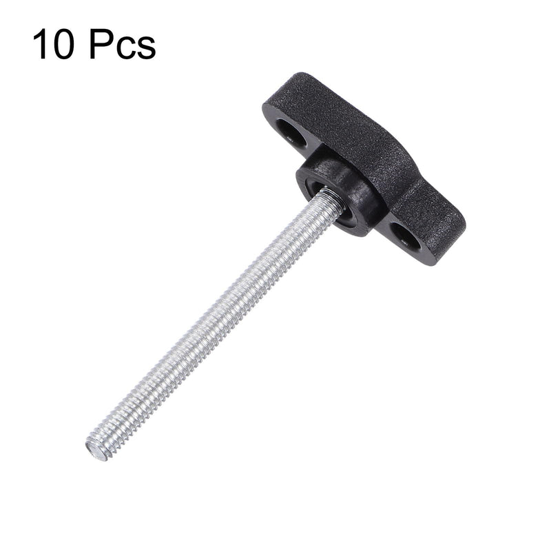 [Australia - AusPower] - HARFINGTON 10pcs Tee Wing Knobs Thumb Screws M4 x 45mm Standard Male Thread Plastic T/Z Knobs Adjustable Handles Hand Clamping Knobs Grip Thumbscrew, Black 