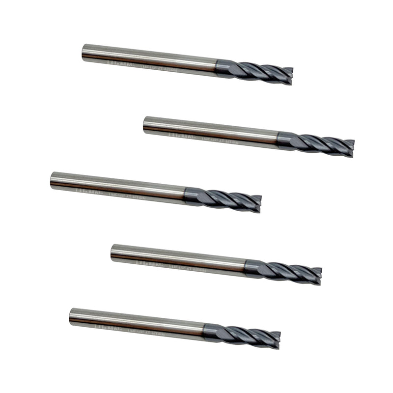 [Australia - AusPower] - Carbide Square End Mill - 4 Flute - 1/8"4T (5 Piece, 1/8") - for Milling Alloy Steels, Hardened Steel, Metal & More – Mill Bits Sets for DIYers & Professionals 5 1/8 in 