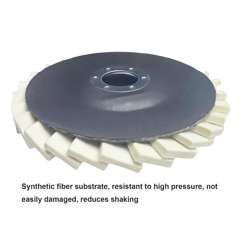 5 Pcs Wool Felt Flap Polishing Discs, Corrugated Buffing Wheel Pad for Angle Grinder Stainless Steel, Aluminum Metal Surface Finishing Restoration Kit