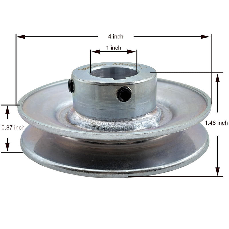 [Australia - AusPower] - AB400-1 Single Groove Web Sheaves,v Belt Pulley 4" OD 1 inch bore,Motor Pulley Carbon Steel for A B 5L 4L V-Belts 
