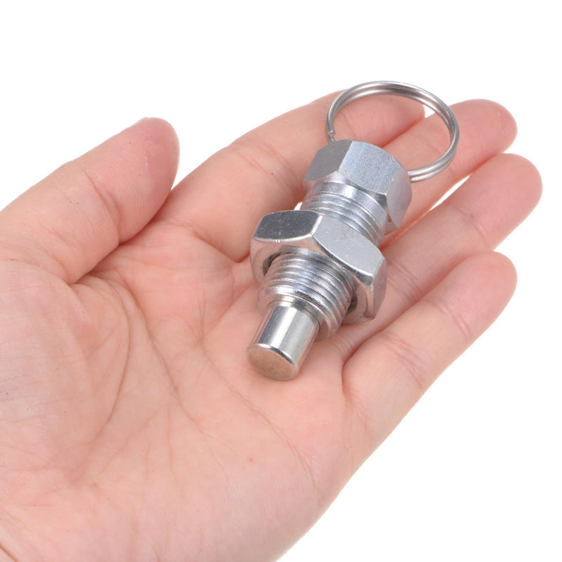 [Australia - AusPower] - 2Pcs Spring Plunger with Pull Ring M16x1.5 Thread Size 0.96" Thread Length Pin Dia.10mm Flat Head Carbon Steel Non-Locking Retractable Index Plunger for Industrial Equipment 