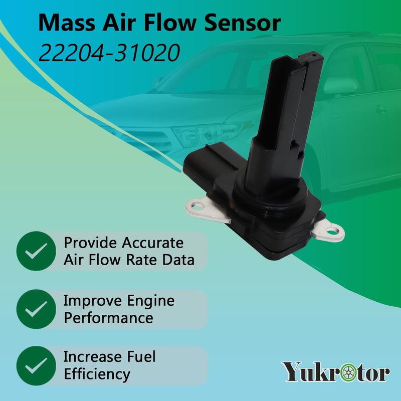 Mass Air Flow Sensor 22204-31020 MAF Sensor Compatible with 2005-2015 Toyota Avalon Camry Corolla Highlander RAV4 Lexus ES350 Replaces OE# 2220431010 222040H010