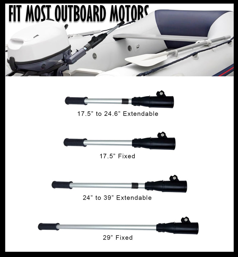 [Australia - AusPower] - Pactrade Marine Boat Tiller Handle Extension Ergonomic Grip Anodized Aluminum Tubing Suitable for Outboard and Hand-Operated Universal Trolling Motor (Fixed Length 17.5") Fixed Length 17.5" 