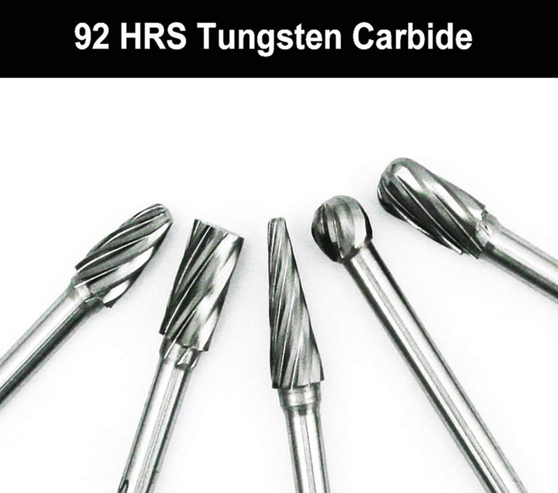 5 PCS Glaziers' diamonds 1/4" Shank Carbide Burrs Hand Tools for Aluminum Metal Carving Polishing Engraving Drilling in Plastic Box onesize Carbide Burrs for Aluminum