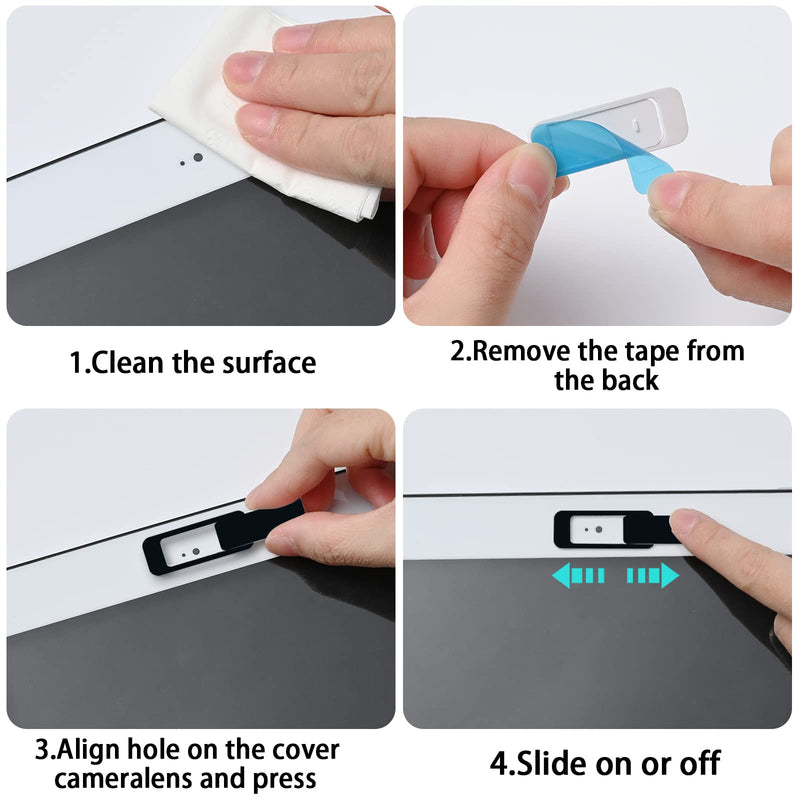 [Australia - AusPower] - Webcam Cover, 3 Pieces, Laptop Camera Cover, Privacy Shielding Capacity is Twice as Big as The Traditional, Suitable for Computer Mobile Phones, laptops, Tablets and so on (Black) black 