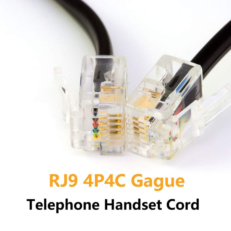 [Australia - AusPower] - Uvital Telephone Phone Handset Cable Cord, Coiled Length 1.2 to 10 Feet Uncoiled Landline Phone Handset Cable Cord RJ9/RJ10/RJ22 4P4C(Black,2 PCS) 2Pack Telephone Cord 