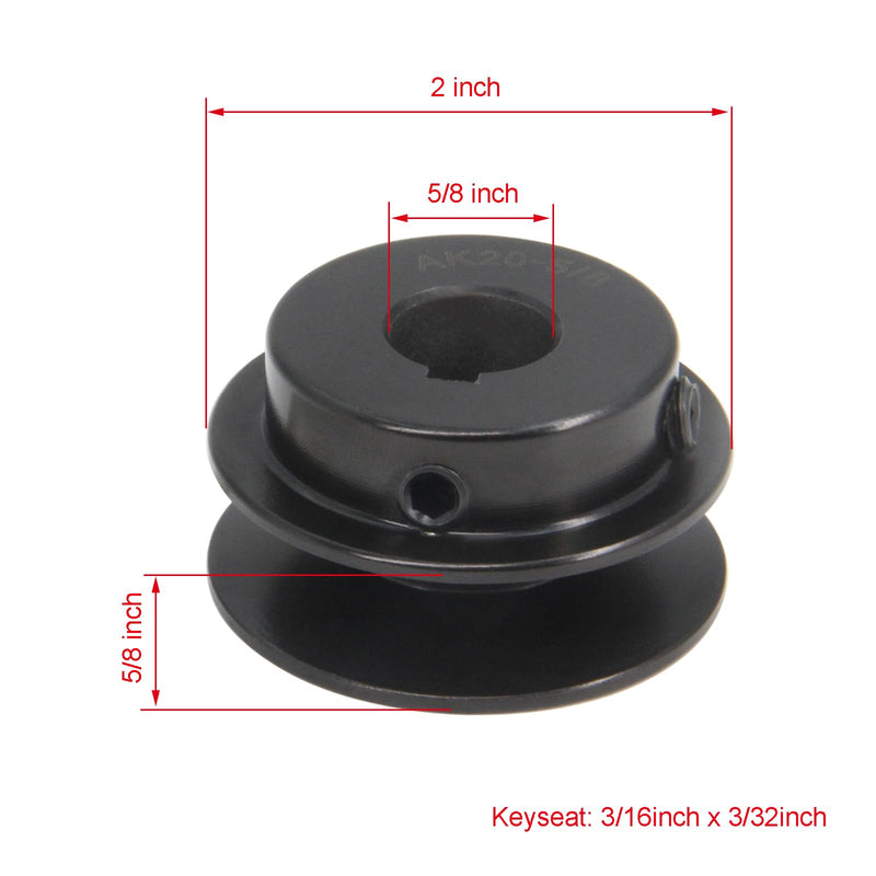 [Australia - AusPower] - Zeberoxyz AK20 Single Groove Web Sheaves,2.0" OD 5/8" Bore V-Belt Sheave Cast Iron for V-Belt (5/8"Bore-2.0"OD, 1 Groove) 5/8"Bore-2.0"OD 