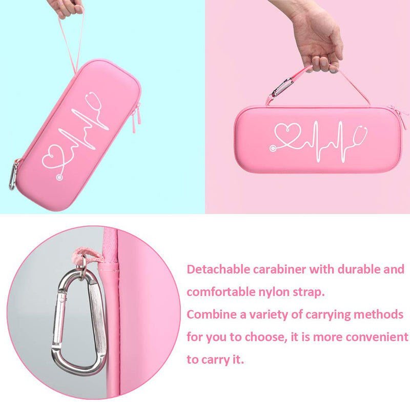 [Australia - AusPower] - BOVKE Stethoscope Case fits 3M Littmann Cardiology IV Diagnostic, Classic III Monitoring Stethoscope, Lightweight II S.E, MDF Acoustica Stethoscope Holder with Pocket for Nurse Accessories, Pearl Pink Pu Leather_Pearl Pink 