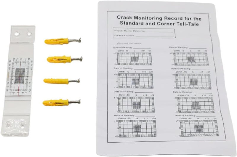 3 Sets Manual Masonry Crack Measuring Device Monitor Crack Monitor for Measuring and Recording Lesions and Cracks in Flat Masonry Surfaces