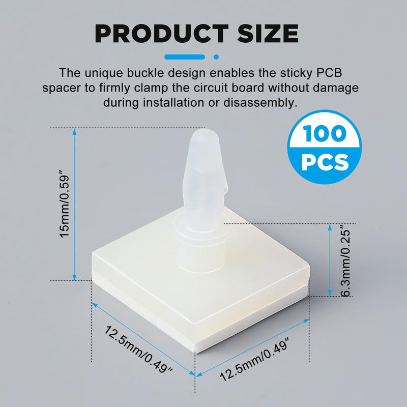 [Australia - AusPower] - Marsui 100 Pcs Sticky PCB Spacer Adhesive Plastic Insulated Standoffs 0.25 Supporting Height Circuit Board Standoffs for PC Board Computer Motherboard 0.25" 