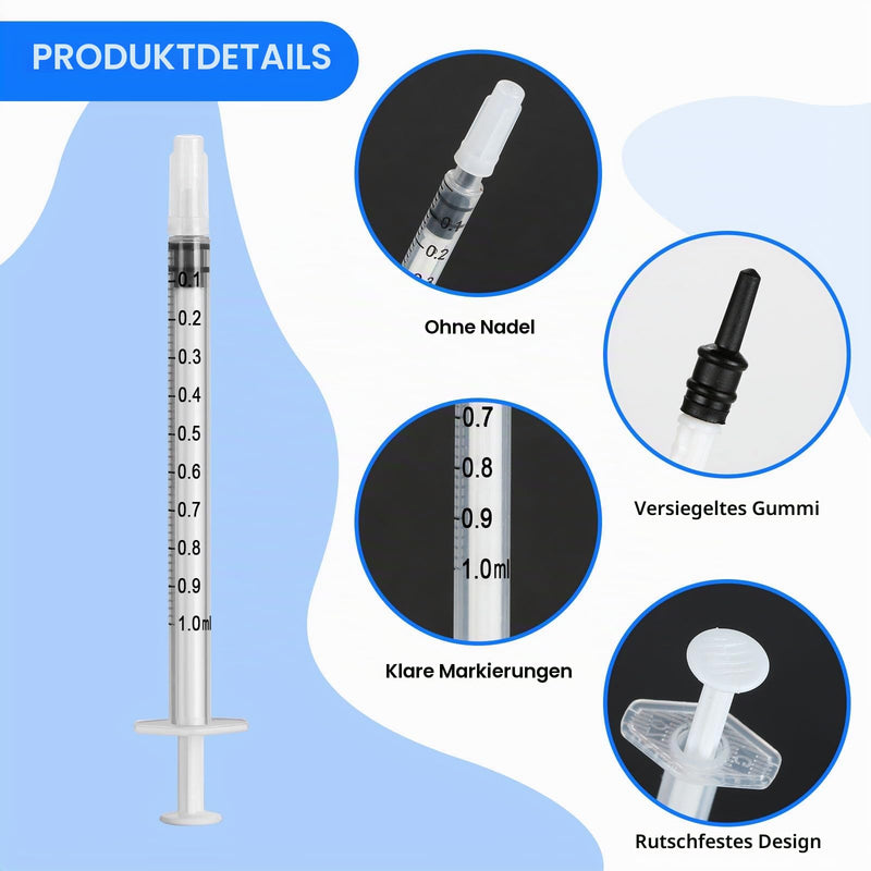 1 ml syringes, pack of 24 colostrum syringe dosing syringe with cap | Plastic syringes individual packaging for measuring liquids for labs pouring 24 Stück