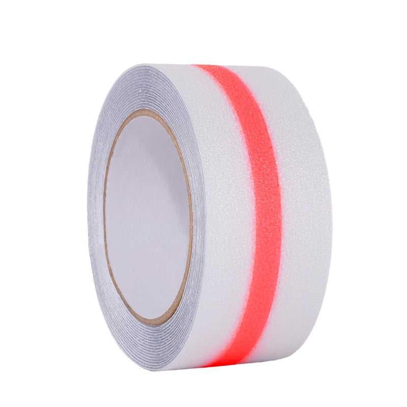 XURI Non Slip Tape Waterproof Clear Tapes 4Inch x 16.4Ft, Red Anti Slip Glow in The Dark Tape - Best Grip, Friction, Abrasive Adhesive for Stairs, Tread Step, Indoor, Outdoor