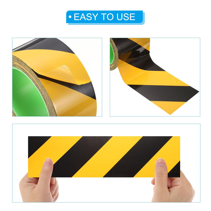 PATIKIL Safety Caution Tape 4 Inch x 108 Feet, Safety Warning Stripe Tape Floor Tape for Marking Floor Walls Stair, Black Yellow 1