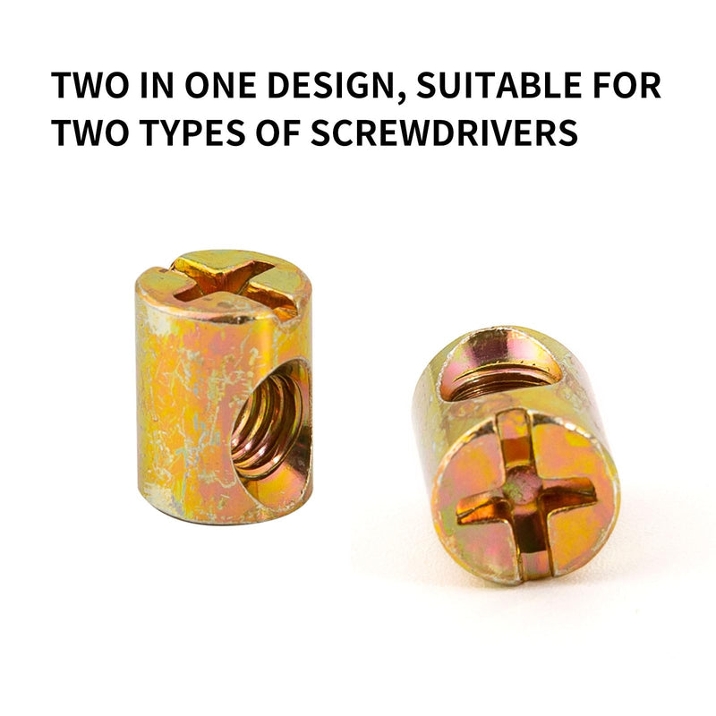 [Australia - AusPower] - 4 PCS M6 Spring Loaded Barrel Nuts, Slotted Barrel Nuts Cross Dowels, Replacement Screws Cross Dowel Barrel Nuts with Part 100514 for Furniture Bed Crib and Chairs 