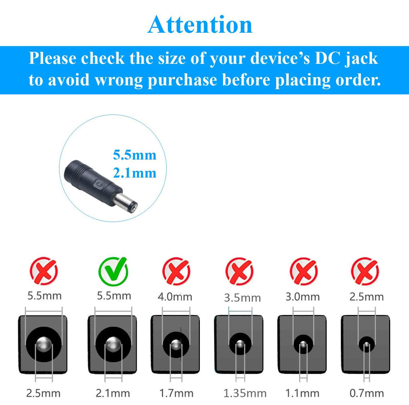 DC 9V 0.5A 500mA Power Supply Adapter, Connector 5.5mm x 2.1mm, Center Positive