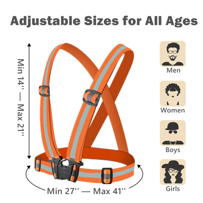 Reflective Vest, High Visibility Safety Vest Straps Reflective Gear for Night Running Walking Cycling for Men Women Kids Orange 10