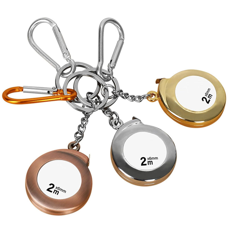 [Australia - AusPower] - Tape Measure Keychain, Functional Mini Tape Measure Keychain 2M Stainless Steel Tape Measure Durable silver 