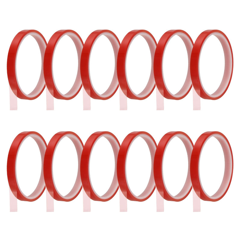uxcell 12 Rolls Heat Tape, 10mm x 16m(52FT) No Residue High-Temperature Resistant Tape Heat Transfer Tape for Sublimation Electronics 3D Printing Soldering, Red 10mm x 16m(52FT)