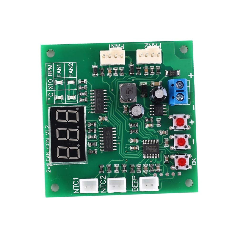 [Australia - AusPower] - PWM Driver Module, DC 12V 24V 48V PWM 4-Wire Fan Temperature Controller with Digital Display 2 Channel Temperature Governor for PC Fan/Alarm 