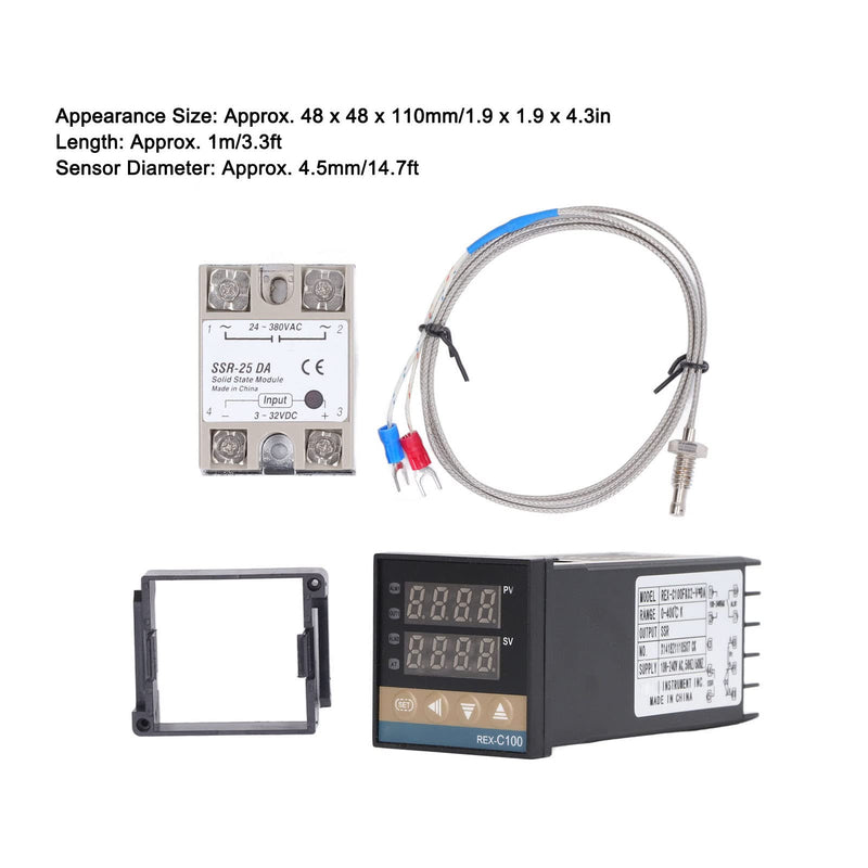 [Australia - AusPower] - Digital PID Temperature Controller Kit -AC100-240V and a SSR 40A Solid State Relay with K Thermocouple GD 0 to 400°C, Optimal Heat Management for Industrial & Agricultural Needs 