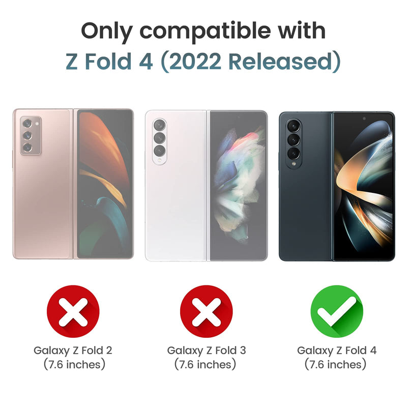 [Australia - AusPower] - Ruky Kickstand Case for Galaxy Z Fold 4, Hinge Protection, Full Body & Built-in Screen Protector, PU Leather Stand Case for Samsung Galaxy Z Fold 4 5G, Carbon Fiber 