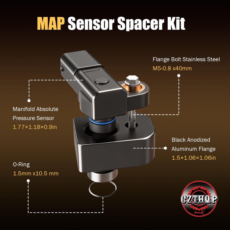 MAP Sensor with Black Spacer Kit Compatible with 2011-2019 Ford F-250 F-350 Super Duty 6.7L Diesel,Replacement for Manifold Absolute Pressure Sensor,BC3Z-9F479-A BC3Z-9F479-B BC3Z9F479B CX2372