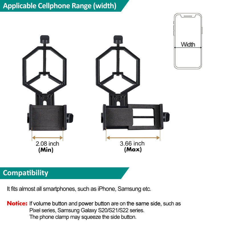 [Australia - AusPower] - Large Telescope Phone Mount, Metal Phone Adapter for Spotting Scope, Monocular, Binocular - Fits iPhone, Samsung and More Smartphone (Bluesky V1-L) Large Size 