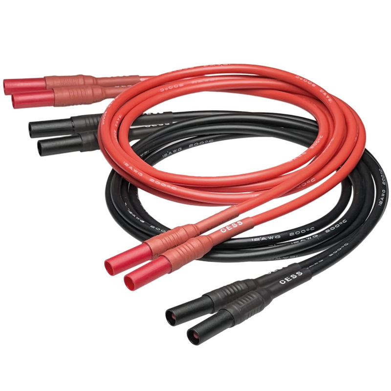 [Australia - AusPower] - CNCESS CESS-216 Safety Banana Plug Male to Male Digital Multimeter Test Leads, 12 Gauge Silicone Wire, 2 Pairs 3 Feet 