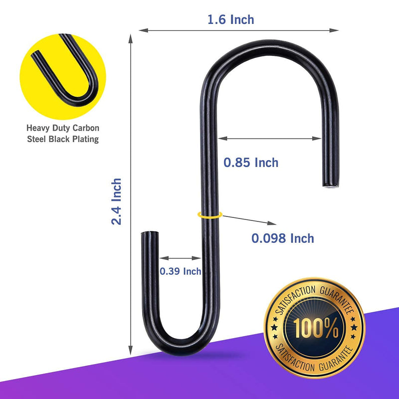 [Australia - AusPower] - 10 Pack Black S Hooks for Hanging Plants, Metal Hooks for Hanging, Small S Hooks for Hanging Heavy Duty, Durable S Shaped Kitchen Hooks for Kitchenware, Pots, Utensils, Clothes, Bags, Towels & Plants 10 Pack 