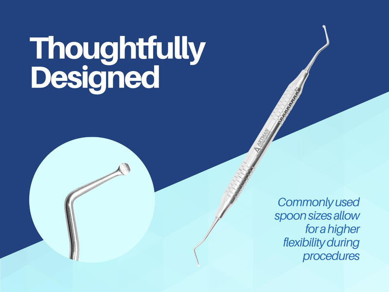 [Australia - AusPower] - Dental Excavator Double Ended1.5 and 2 mm Set of 3 Restorative Endodontic Tool Slip Resistant Handle Artman Instruments 