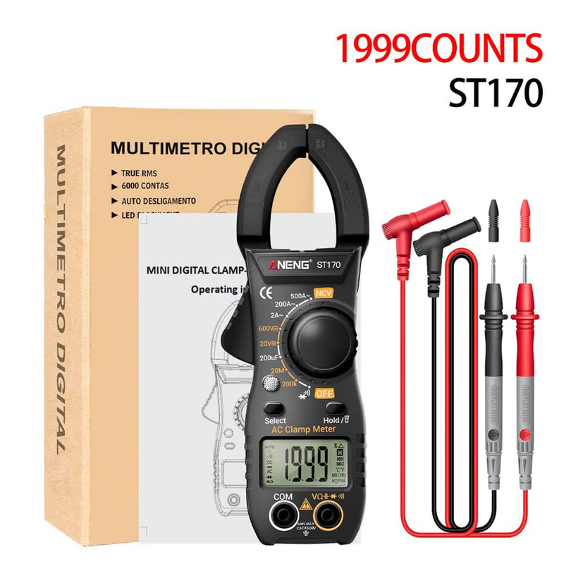 [Australia - AusPower] - NCV Digital Clamp Meter Multimeter 2000 Counts Amp Voltage Tester Auto-ranging with AC/DC Voltage, AC Current, Resistance, Capacitance, Continuity, Live Wire Test, Black 