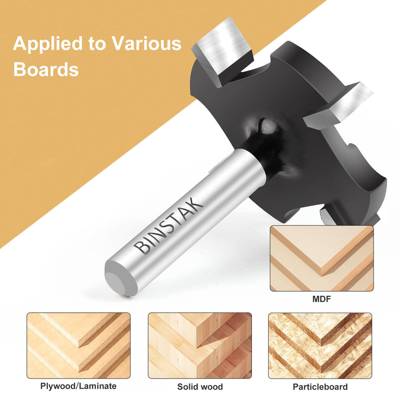 [Australia - AusPower] - CNC Spoilboard Surfacing Router Bit 1/4 Inch Shank, Extra Large 1-1/2 Inch Cutting Diameter, Slab Flattening Router Bit Planing Bit Wood Planing Bit Dado Planer Bit(Carbide-4 Wings) 