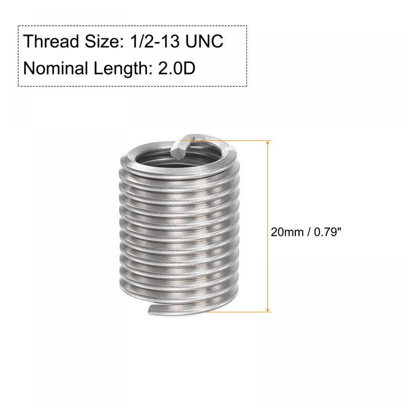 [Australia - AusPower] - uxcell Wire Thread Inserts 1/2-13 UNC 2.0D 304 Stainless Steel Helical Type Coiled Wire Screw Repair Threaded Sleeve Steel Sheath 10pcs 